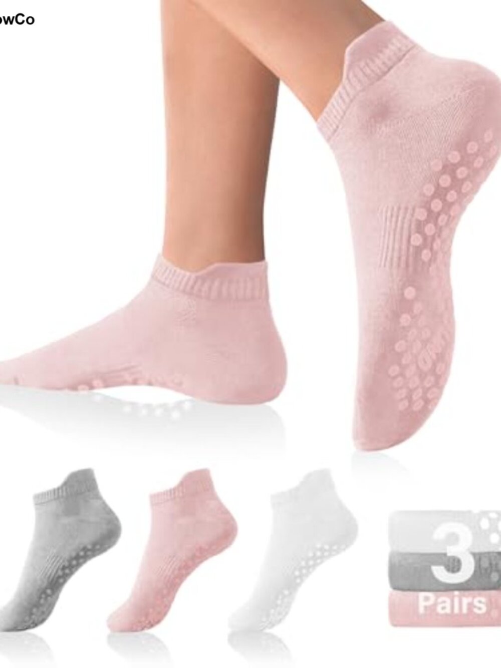 Pilates Socks with Grips for Women Non Slip Yoga Barre Hospital Ankle Socks 6